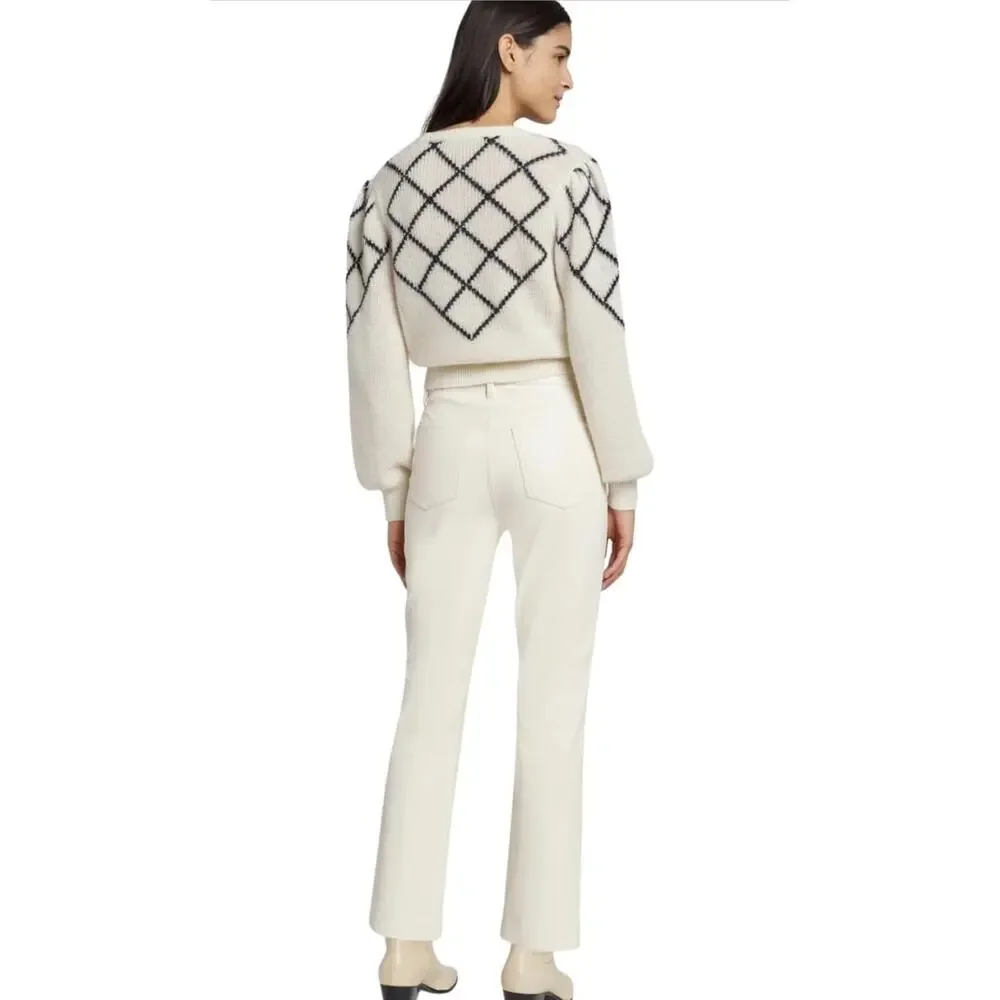 7 For All Mankind High Waist Slim Kick Faux Leather Beige Pants - Size 30, NWT